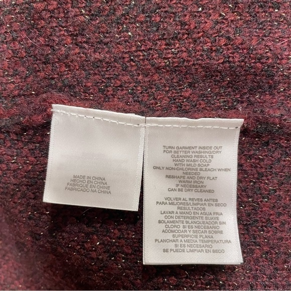 ANNE Klein burgundy & black leopard print long cardigan with gold thread size M - Picture 5 of 7